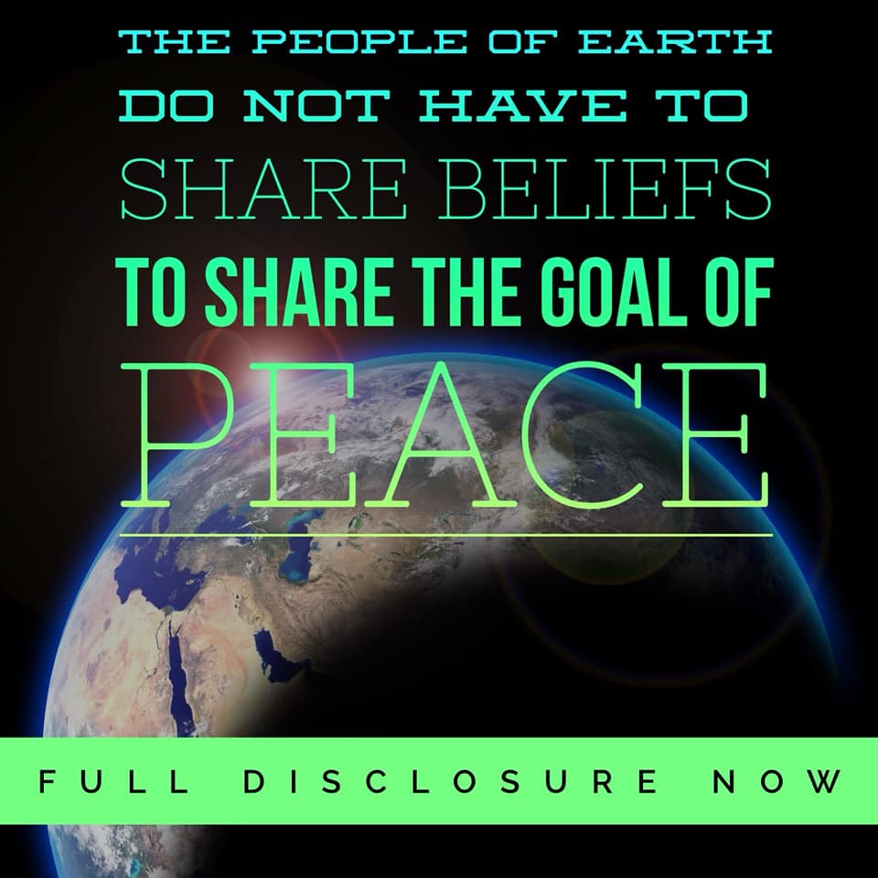 Die Menschen auf der Erde müssen keine Überzeugungen teilen, um das Ziel des Friedens zu teilen. Vollständige Offenlegung jetzt